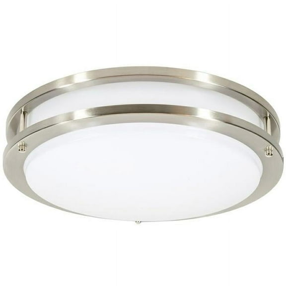 14 in. 18W 4000K 90CRI Luke Round Double Ring LED Flush Mount Ceiling Light, Brushed Nickel