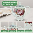 thumbnail image 4 of Peony and Strawberry Blue Bone China - 40 Ounce Teapot, 4 of 6