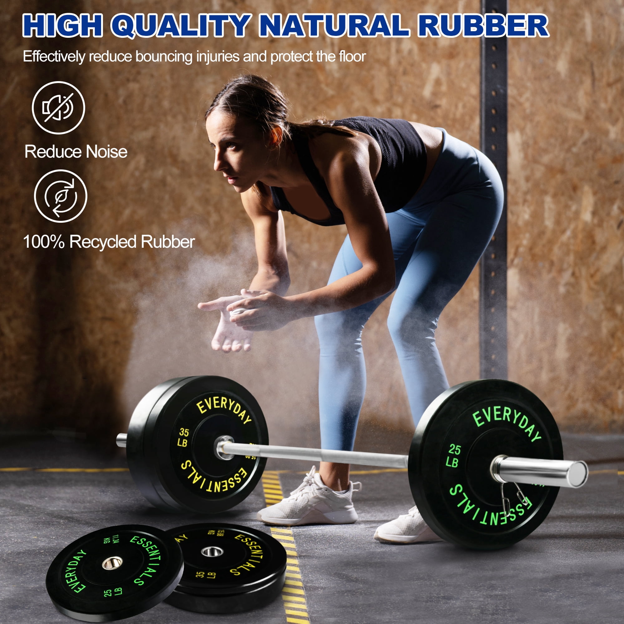 BalanceFrom Olympic Bumper Plate Weight Plate with Steel Hub, Black, 210 lbs Set with 6FT Olympic Barbell and Clips, Multiple Packages