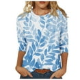 thumbnail image 2 of Jsaierl Automne Manches 3/4 Hauts pour Femmes Décontractés Col Rond Chemises Mode Imprimées T-Shirts Confortables Légers 2024 Blouses pour Dames, 2 of 5