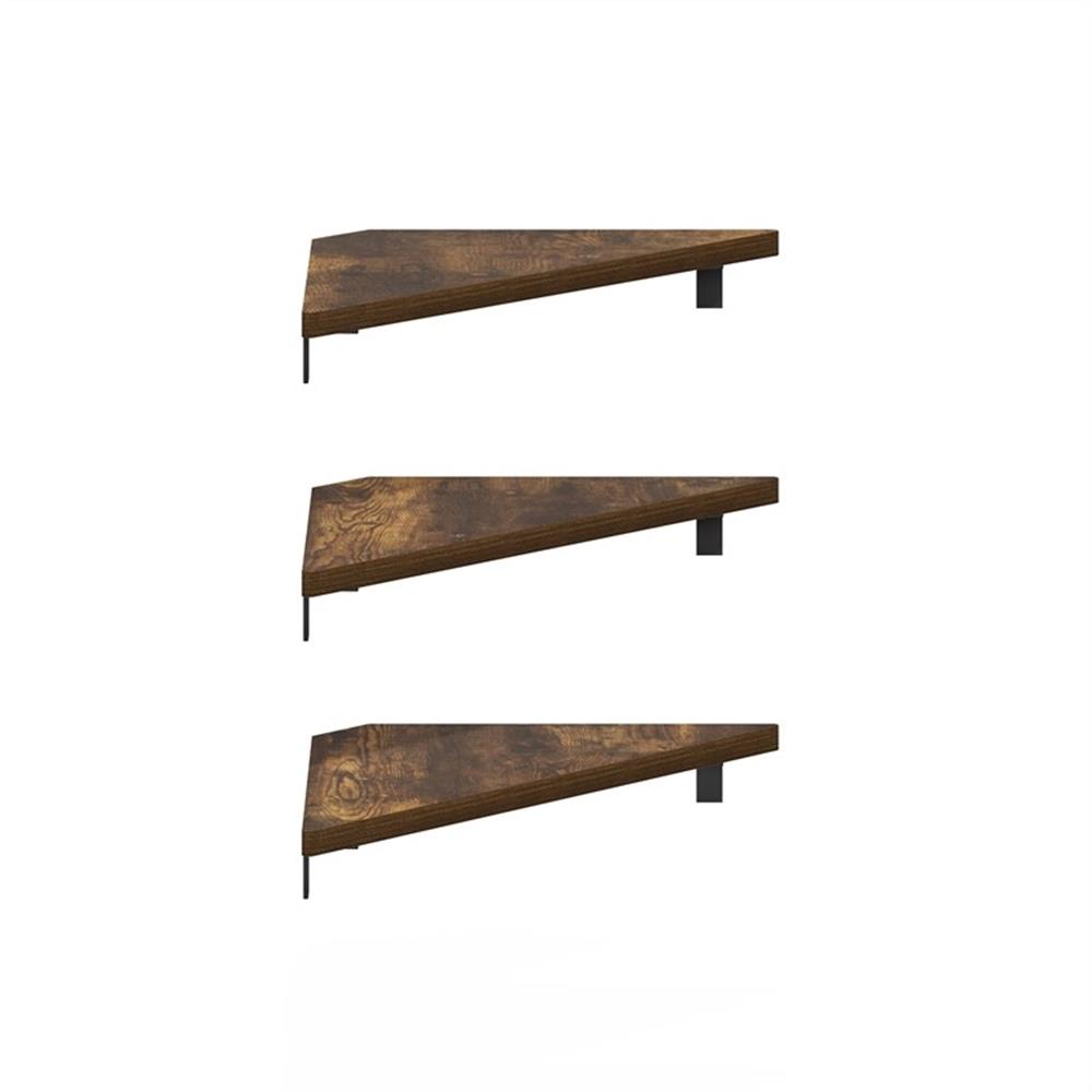 Pemberly Row Triangle Corner Floating Shelves in Wall Mount Display Set of 3