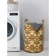 thumbnail image 3 of Vintage Laundry Bag, Antique Organic Flower Pattern with Worn out Look Watercolor Effect Print, Basket with Handles Drawstring Closure for Laundromats, 13" x 19", Beige and Caramel, by Ambesonne, 3 of 4