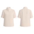 thumbnail image 5 of TGSLY Stand Collar Tops for Women Lightweight Soft Split V Neck Short Sleeve Shirts Dressy Casual Solid Color Business Blouses XXL, 5 of 8