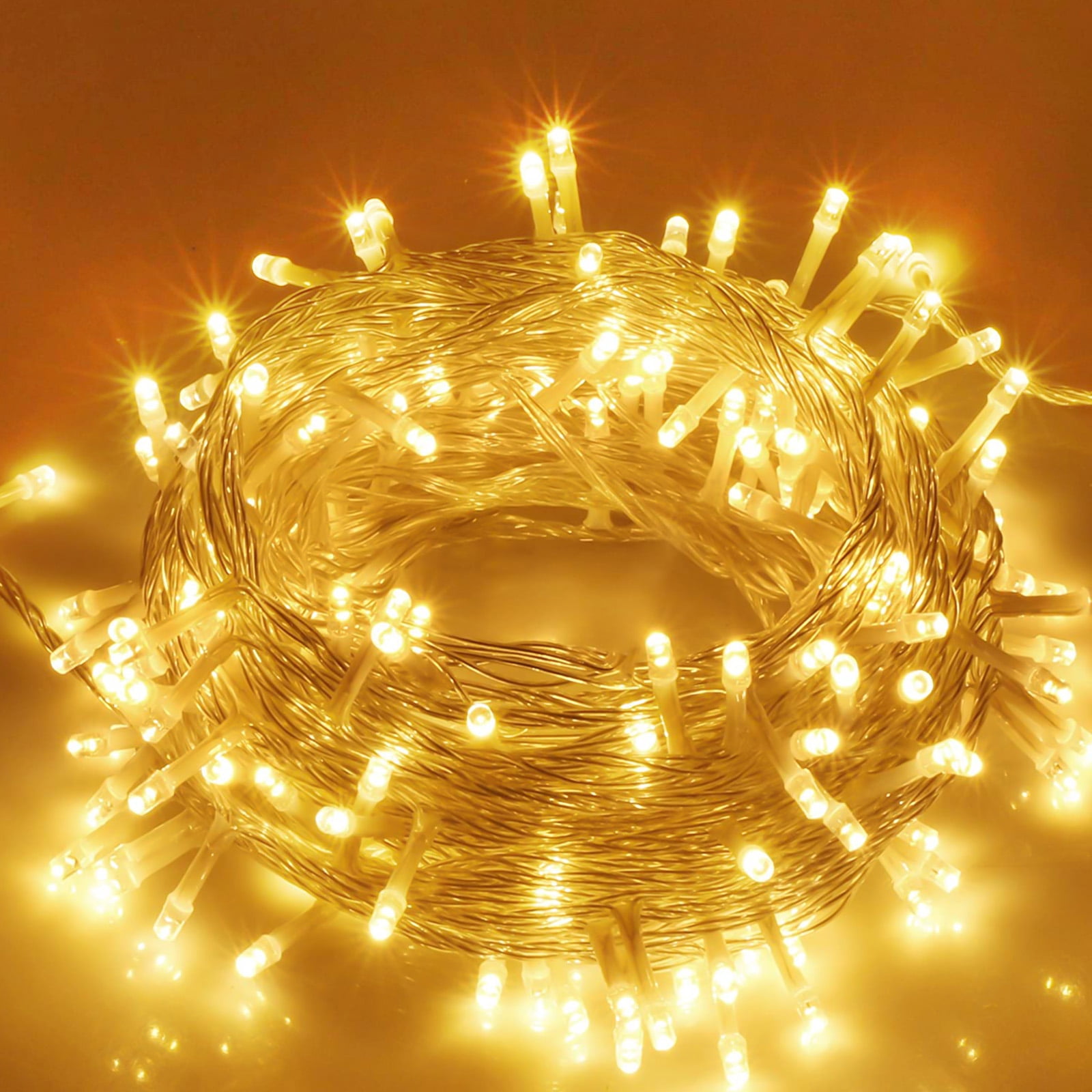 8' GOLD Fairy Cluster Lights Firefly Garland LED Shapeable Gold Wire in clear  