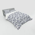 thumbnail image 3 of Grey Duvet Cover Set, Floral Patterns Victorian Inspired Roses with Dark Flowers in Monochrome Graphic Print, Bedding Set with Shams and Fitted Sheet, 3 Sizes, by Ambesonne, 3 of 3