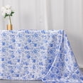 thumbnail image 4 of Balsa Circle 90x156 in White Satin Rectangle Tablecloth Blue Floral Print Party Events Decorations Supplies, 4 of 8