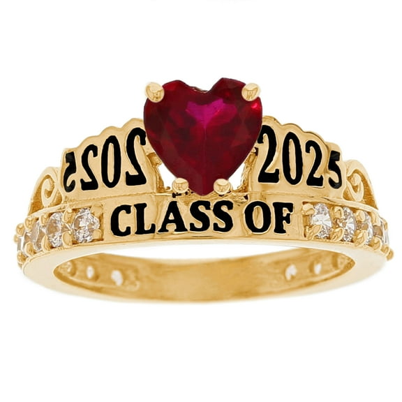 JackAni 10k Yellow Gold Simulated Garnet January Birthstone Gorgeous 2025 Graduation Ring - Size 5.00