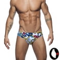 thumbnail image 2 of TSADFHJI Swim Trunks Men Long Male's Swim Trunks Low Rise Triangle Removable Cup Swimsuit M White, 2 of 7