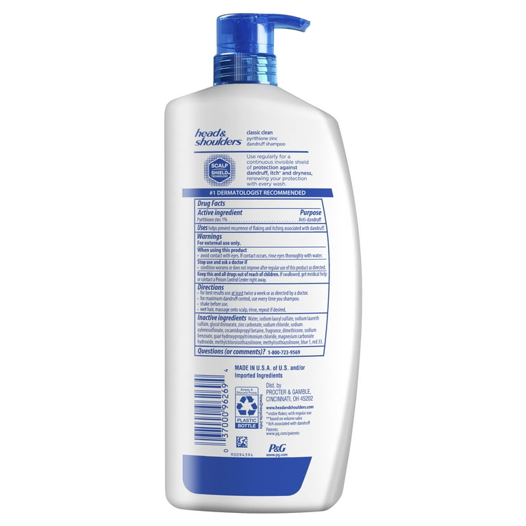 Blive ved Svarende til På daglig basis Head & Shoulders Anti-Dandruff Shampoo, Classic Clean, 32.1oz - Walmart.com
