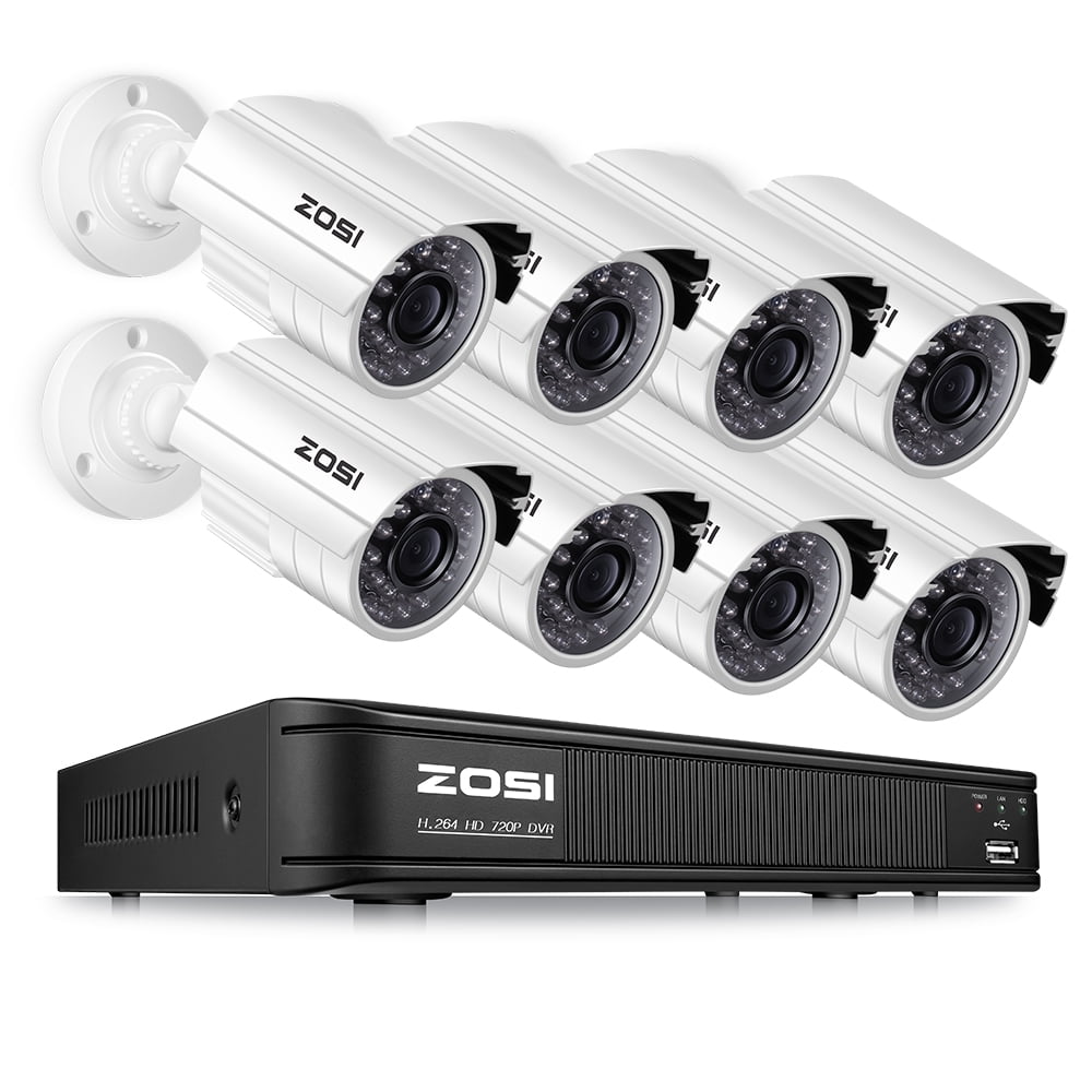 1TB Hard Drive Built-in ZOSI 8-Channel HD-TVI 1080P Lite Video Security Camera System,4 in 1 CCTV DVR Recorder and 8 1.0MP Indoor//Outdoor Day//Night Weatherproof Surveillance Cameras 4*ZG2526E+4*ZM4326E-B-+ZR08DE10