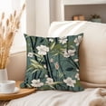 thumbnail image 3 of Ethan Taylor Floral Throw Pillow Soft Cushion Cover 'Zen Japanese Garden Asian Flowers' Pattern Decorative Square Accent Pillow Case, 16x16 Inches, Green, White, 3 of 5
