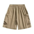 thumbnail image 7 of YLSDY Fashion Men's 7 Inch Hiking Cargo Shorts Elastic Waist Nylon Quick Dry Water Resistant Camping Vacation Trekking Short Brown XXXL, 7 of 7