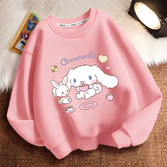Sanrio-jerseys de felpa para niños, Tops de manga larga de dibujos animados de Anime, chándal para bebé, ropa deportiva Gif, Cinnamoroll