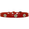 thumbnail image 1 of White Daisy Widget Croc Dog Collar Red Size 10, 1 of 1