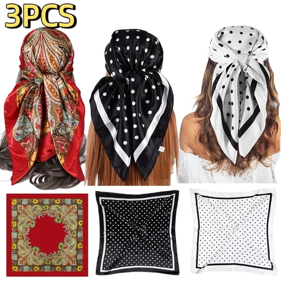 35 Inches 3-Pack Head Scarf for Women Red Bandana Pirate Costume Accessories, Pirate Head Scarf for Hair Wrapping and Sleeping
