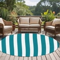 thumbnail image 5 of Teal Striped Large Area Rugs for Bedroom Living Room, Soft Non Slip Carpet Bedside Rug, Simple Art Vertical Stripe Farmhouse Round Floor Cover Kitchen Accent Rug 8' for Dining Room/Office, 5 of 9