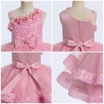 thumbnail image 7 of IBTOM CASTLE Toddler Kids Girls Pageant Sequin Flower Dress, Shiny Asymmetric Shoulder Formal Party Tiered Tulle Gowns 2-8T Bean paste color, 7 of 7