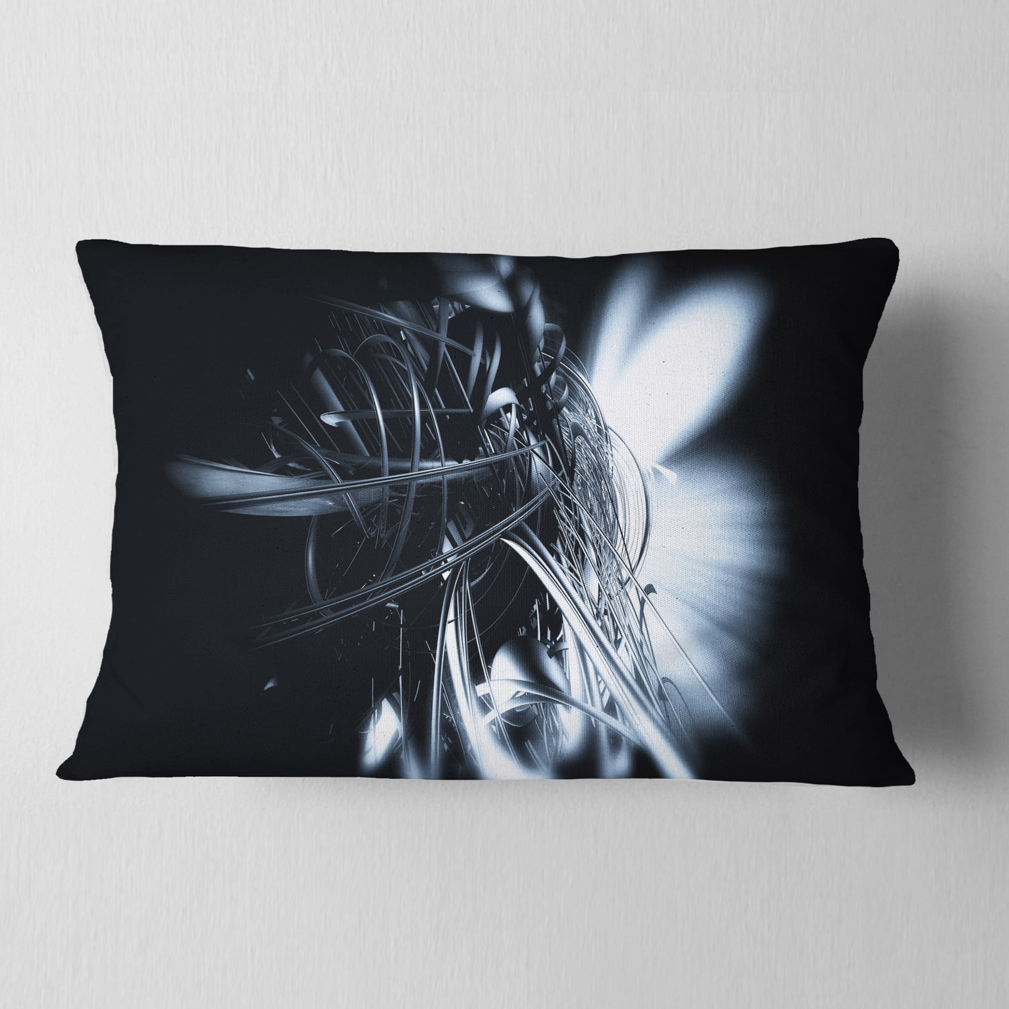 Designart 3D Abstract Art White Floral - Abstract Throw Pillow - 12x20