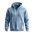 thumbnail image 4 of JUUYY Men's Quarter Zip Pullover Hoodies with Pocket Loose Fit Long Sleeve Casual Half Zipper Hooded Sweatshirt Fall Winter Outfit Light Blue L, 4 of 6