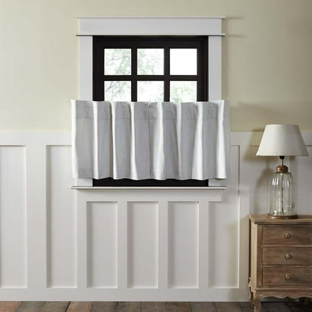 - Pearl Grey Light Farmhouse Kitchen Curtains Regina Rod Pocket Cotton Hanging Loops Textured Solid Color 24x36 Tier Pair