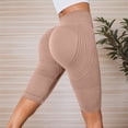 thumbnail image 2 of Women's High Waist Seamless Yoga Shorts, Control Lifting Fitness Shorts,Khaki,XXXXL, 2 of 8
