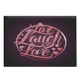thumbnail image 1 of Live Laugh Love Cutting Board, Vibrant Romantic Vintage Stamp Inspired Circle Popular Saying Print, Decorative Tempered Glass Cutting and Serving Board, Large Size, Coral Plum White, by Ambesonne, 1 of 1