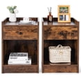 thumbnail image 1 of Giantex Set of 2 Nightstand, End Table w/Storage Drawer, Wooden Sofa Bed Side Table for Home & Office, Brown, 1 of 6