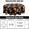 thumbnail image 2 of Halloween Tablecloth Round 60 Inch - Pumpkin Ghost Spider Web Circle Table Cloths Black Orange Pumpkins Table Cover Tabletop 60 Inch for Dining Kitchen Party Holiday, 2 of 6
