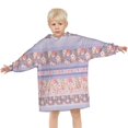 thumbnail image 3 of Purple Pioneer Flower Striped Pattern Blanket Hoodies for Kids 6-13YR Oversize Wearable Blanket Hoodies for Boys Girls Teens, 3 of 7