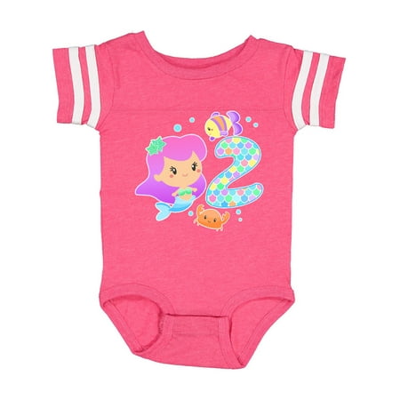 

Inktastic Second Birthday Mermaid with fish and crab Gift Baby Girl Bodysuit
