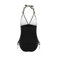 thumbnail image 4 of Seyurigaoka 2 Pcs Women Split Tankini Swimwear Solid Color Halter Neck Camisole + Drawstring Panties Bikini Sets for Beach Swimsuits, 4 of 10