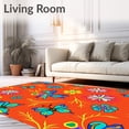 thumbnail image 2 of ODIKA 6'x9' Machine Washable Non-Slip Area Rug, Garden Floral Meadow Springtime Fantasy High Traffic Rug with Pad, Orange, 724015, 2 of 8