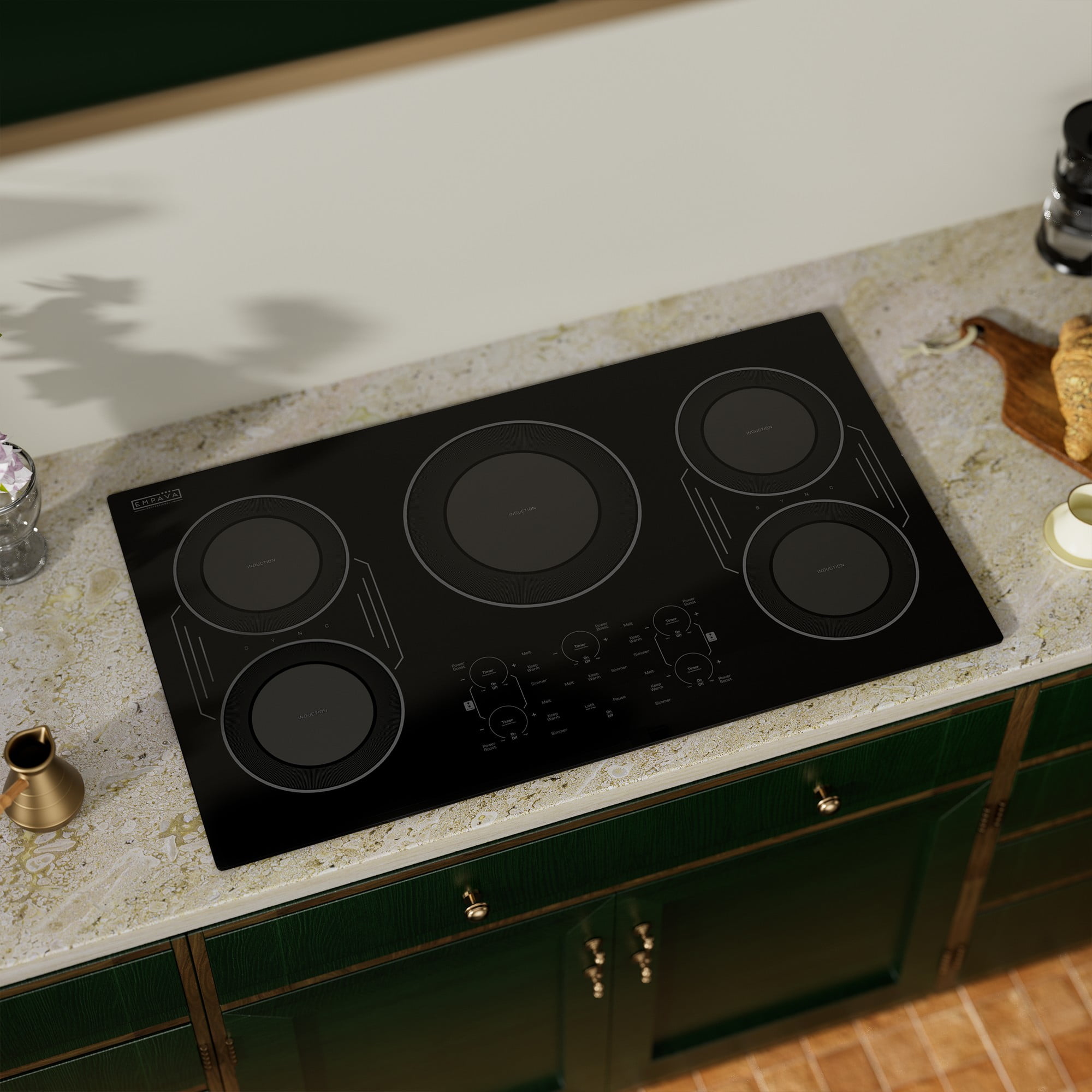 36 in. Smooth Surface 11400W Electric Stove Induction Cooktop - 5 Power Boost Burners - 2x Bridge Element in Black