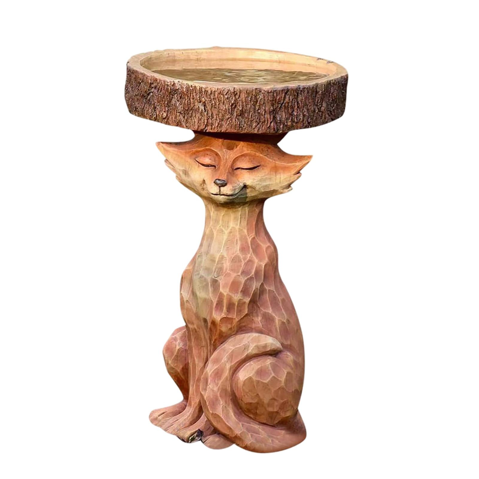 Colaxi Garden Bird Bath Bowl Lowrie Statue Figurine Deck Fence Outdoor Lawn Resin Feeder Animal Sculpture for Courtyard Railing Yard