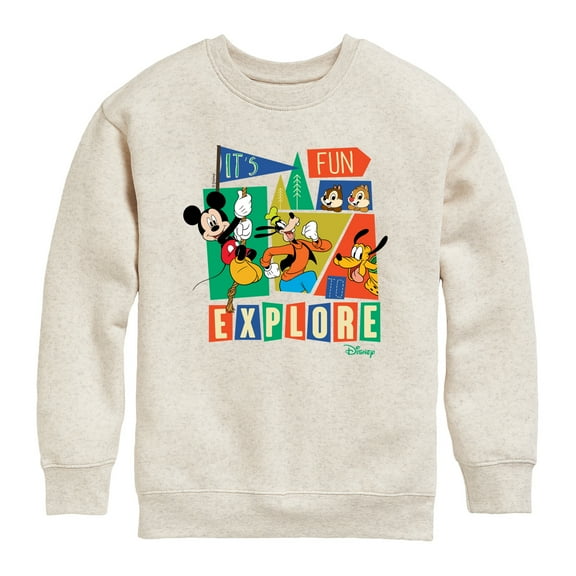 Disney Standard - Its Fun To Explore - Toddler & Youth Crewneck Fleece Sweatshirt
