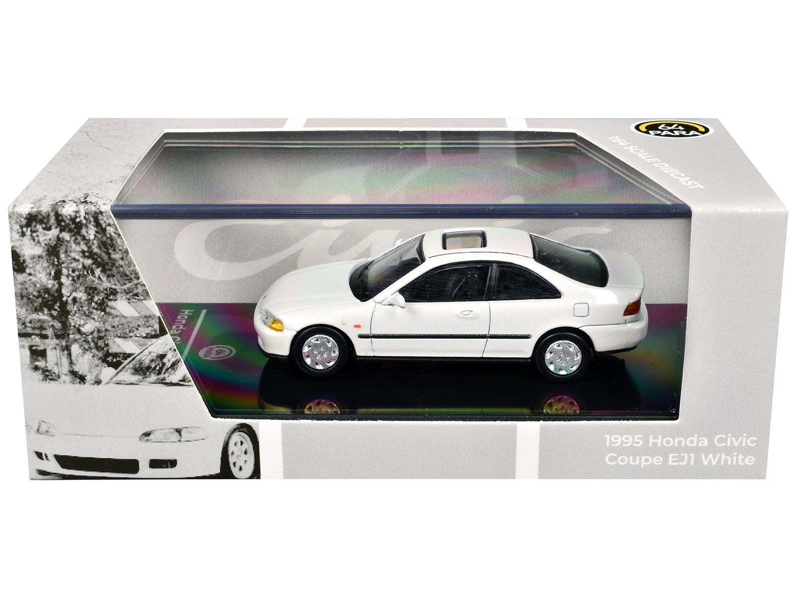 1995 Honda Civic Coupe EJ1 White with Sunroof 1/64 Die Cast Model Car by Paragon