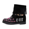 thumbnail image 3 of NECHOLOGY Botas Mujer Adulto Femenino Zapatos Botines de mujer Botines de mujer Moda Retro Borla Botas de estilo nacional Comercio exterior comodidad Punta redonda Tacón cuadrado (Black, 8.5), 3 of 6