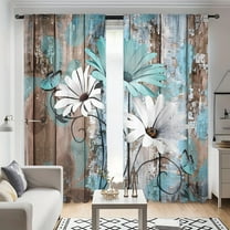WNOOHIY Vintage Rustic Wooden Daisy Print Curtains for Bedroom,Dining Room, Living Room,2 Panels