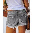 thumbnail image 4 of Pantalones Cortos De Mezclilla Pantalones Cortos De Mezclilla Desgastados con Borlas De Pecho Recto Informales De Moda Transpirables para Mujer Verano Gris L, 4 of 6