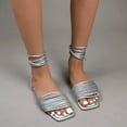 thumbnail image 6 of Anuirheih Foot Strap Sandals Women's Summer Head Flat Women's Roman Sandals Sandals Women (Silver), 6 of 8
