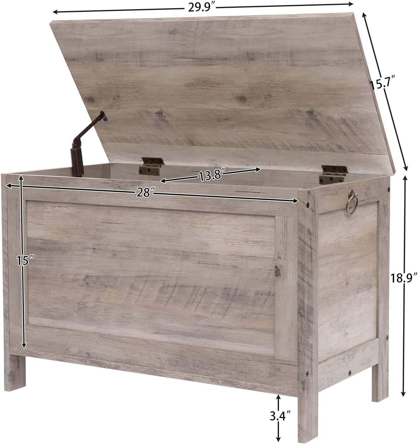 Toy Box, Retro Wooden Look Storage Chest with Safety Hinge, Entryway Storage  Supports 220 lb, 29.9 x 15.7 x 18.9 Inches Toy Chest Organizer, Easy Assembly (Greige) BG75CW01G1