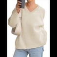 thumbnail image 3 of Suéteres de Cuello en V para Mujer, Suéteres Negros, Tops de Punto Básicos de Otoño con Dobladillo Alto y Bajo, Suéter Informal. XL, 3 of 7