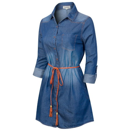 Made by Olivia - Made by Olivia Women's Vintage Button Down Chambray ...