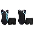 thumbnail image 5 of Yartina Girls Ballet Gymnastics Dance Leotard Figure Ice Skating Outfit Sparkly Bodysuit with Shorts Cyan 8, 5 of 6