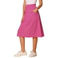 thumbnail image 4 of Falda de algodón para mujer INSPIRE CHIC con cintura elástica, falda midi A-line casual con bolsillos M color rosa intenso, 4 of 6