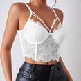 thumbnail image 2 of JGGSPWM Women's Lace Overlay Bustier Crop Tank Top Adjustable Straps Scalloped Hem Casual Night Out Translucent Top White XS, 2 of 6