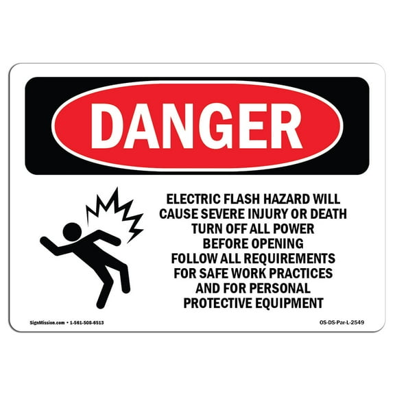 OSHA Danger Sign - Electric Flash Hazard Will Cause | Aluminum Sign | Protect Your Business, Construction Site, Warehouse & Shop Area | Made in The USA