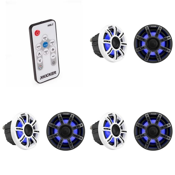 Kicker 51MSC654 - MSC 6.5-Inch Premium Marine 4-Ohm LED Coaxial System, (3) Pairs w/ 41KMLC LED Remote