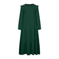 thumbnail image 6 of Zpanxa Women's Plus Size Bohemian Dresses, Round Neck Long Sleeve Ankle-Length Dress, Summer Casual Cotton and Linen Maxi Dress, Ruffled Big Swing Long Dress Green XL, 6 of 7