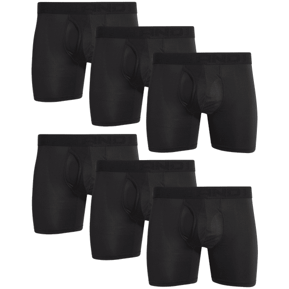 AND1 Men's Pro Platinum Boxer Briefs, 6 Pack, 6"